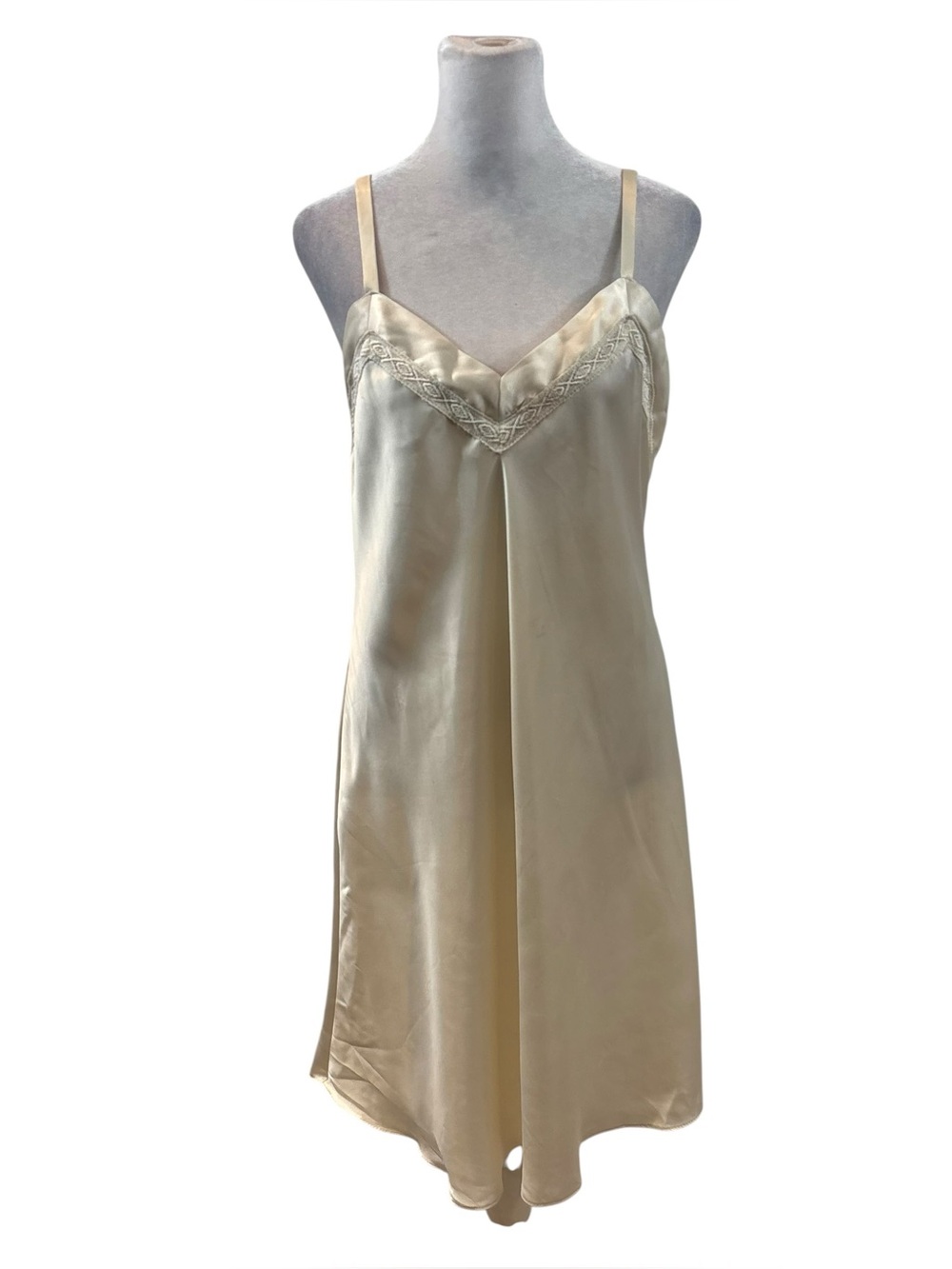 Vintage Talbots Intimates Ivory Satin Nightgown Size Large